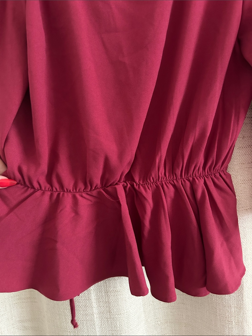 Francesca's Collections Raspberry Wrap Peplum Top - Picture 5 of 5